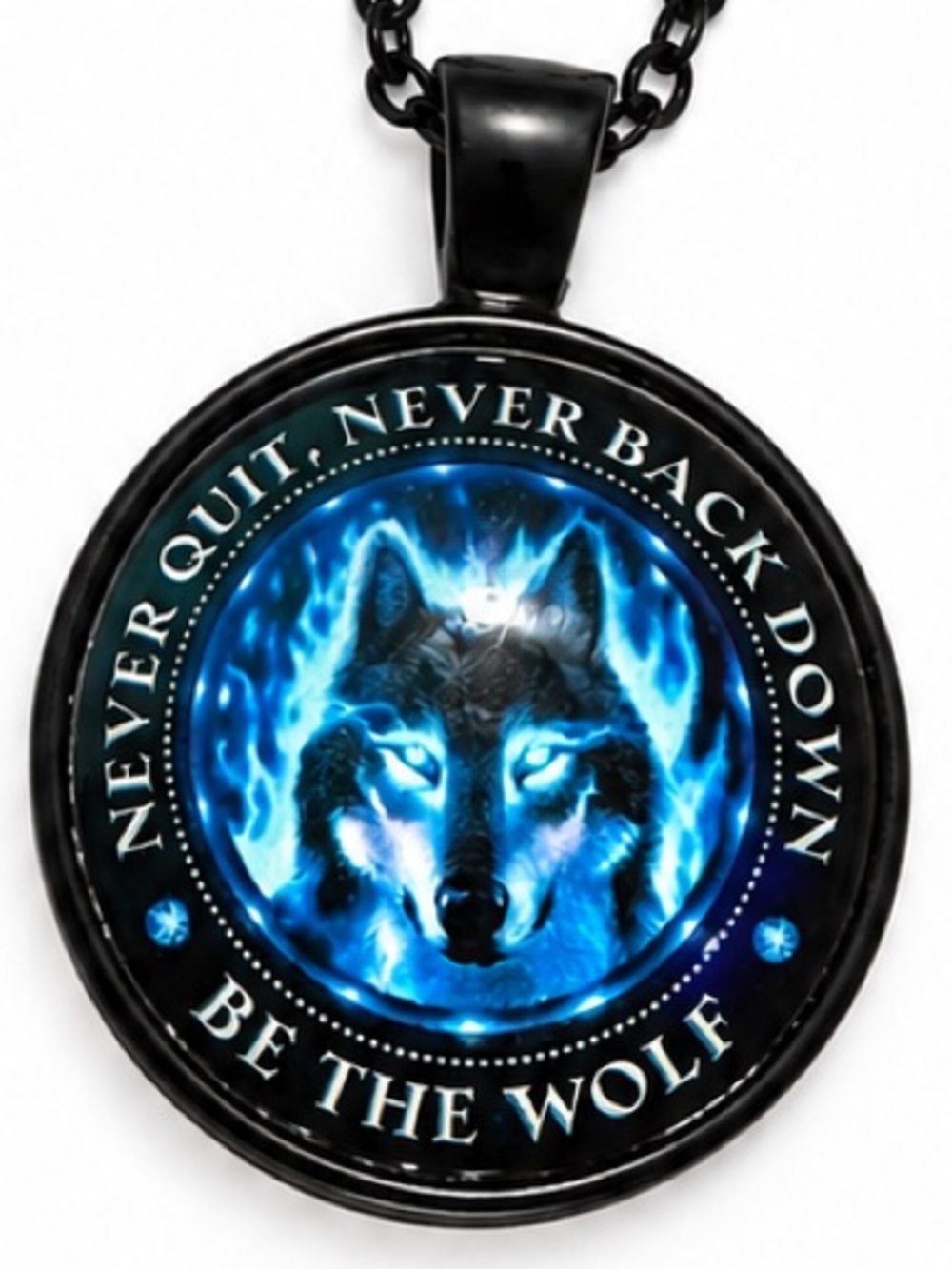 Wolf pendant never quit never back down